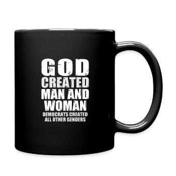 God Created Man - Full Colour Mug - black - Right