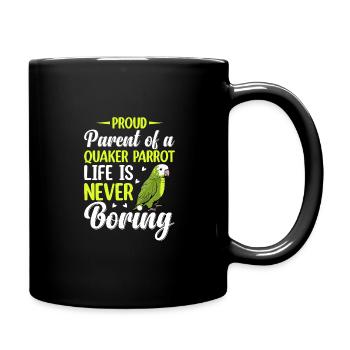 Green Monk Actor Quaker Conure Parrots - Full Colour Mug - black - Right