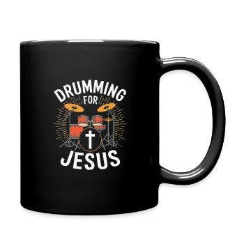 Trommeln Für Jesus Drummer Schlagzeuger - Tasse einfarbig - Schwarz - Rechts