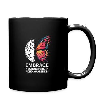 Embrace Neurodiversity ADHD Awareness Orange - Full Colour Mug - black - Right