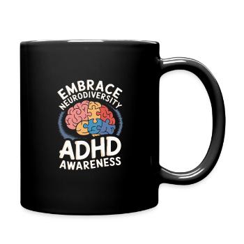 Embrace Neurodiversity ADHD Awareness Orange - Full Colour Mug - black - Right