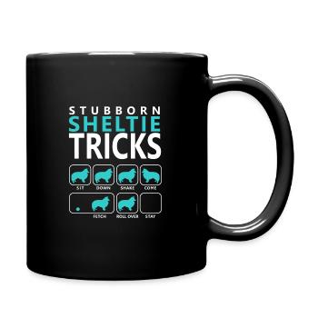 Stubborn Sheltie Tricks - Full Colour Mug - black - Right