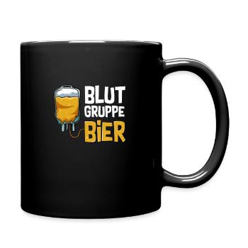 Blutgruppe Bier Alkohol Trinker Lustiger Spruch - Tasse einfarbig - Schwarz - Rechts
