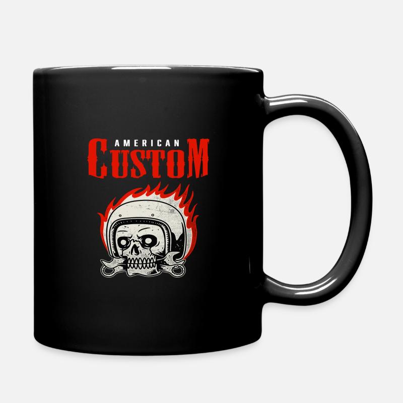 Biker Chopper Caferacer Old school motorcyclist - Full Colour Mug - black
