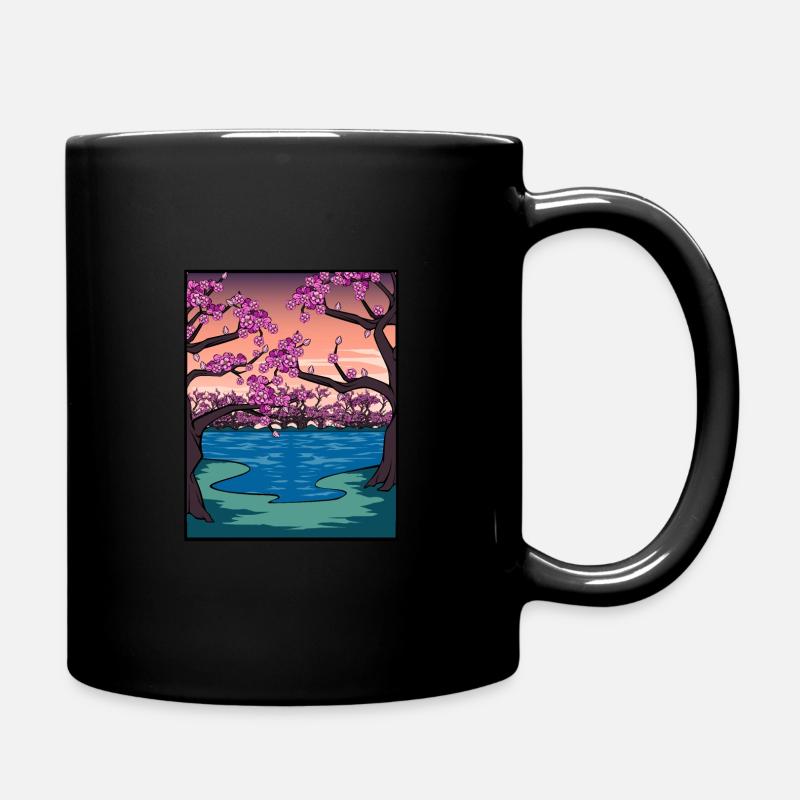Dessin de fleur de cerisier japonais Kanji Japon - Mug uni - noir