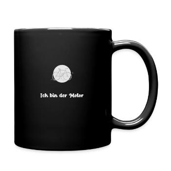Ich bin der Motor - Lustiger Fahrrad Spruch - Tasse einfarbig - Schwarz - Rechts