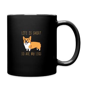 Life is short, so are my legs- Corgis dogs lover - Full Colour Mug - black - Right