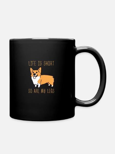 La vie est courte, mes jambes aussi - Amoureux des chiens Corgis - Mug uni - noir