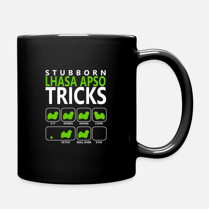 Stubborn Lhasa Apso Tricks - Full Colour Mug - black