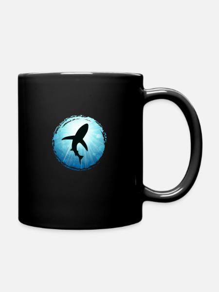 Requin ombre silhouette mer océan requin plongée - Mug uni - noir