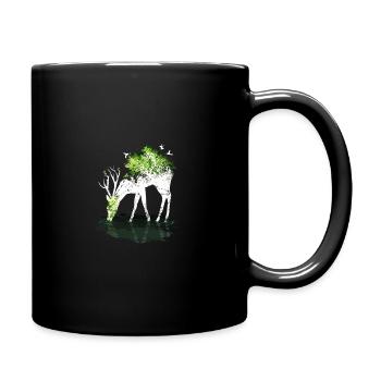 Natur Wasser Trinken Wald Tier Hirsch Geschenk - Tasse einfarbig - Schwarz - Rechts