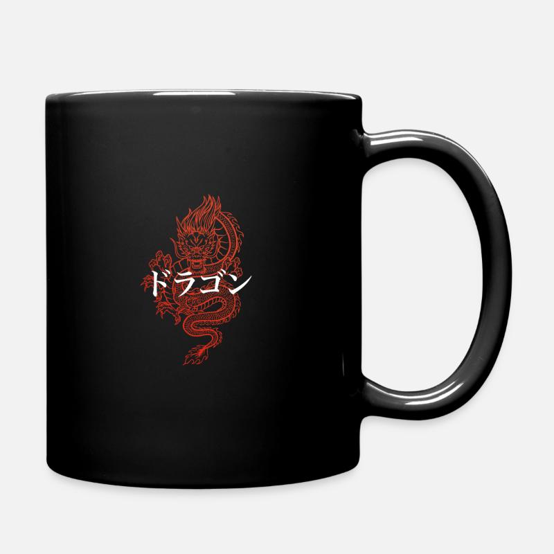 Dragon Drache mit Japanischen Schriftzeichen Kanji - Tasse einfarbig - Schwarz