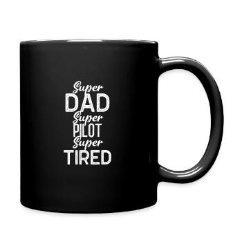 Super Dad Super Pilot Super Tired - Full Colour Mug - black - Right