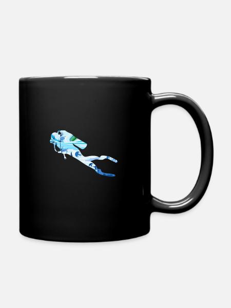 Bouteilles plongée avec dauphin et tortue de mer - Mug uni - noir