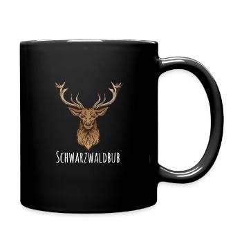 Schwarzwaldbub lustiger Spruch Design Hirsch - Tasse einfarbig - Schwarz - Rechts