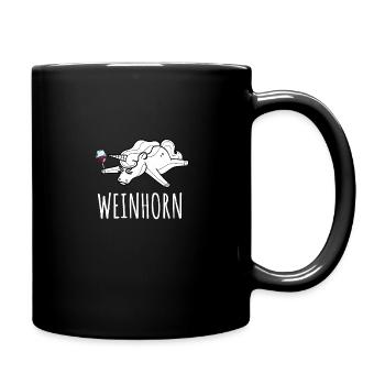 Weinhorn Wein Lustiger Rotwein Spruch Geschenk - Tasse einfarbig - Schwarz - Rechts