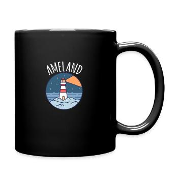 Ameland Leuchtturm Urlaub Meer Design - Tasse einfarbig - Schwarz - Rechts