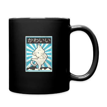 Vintage kawaii chat chat chat mignon kanji - Mug uni - noir - Droite