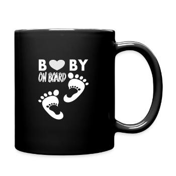 Baby on board baby feet baby bump babysitter saying - Full Colour Mug - black - Right