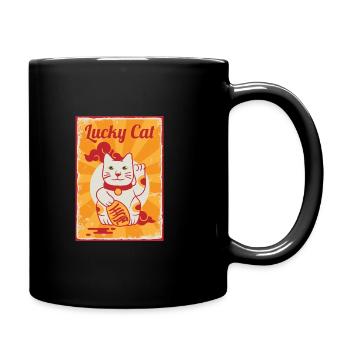 Japanische Glückskatze - Tasse einfarbig - Schwarz - Rechts