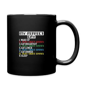 Video Game Day Food Sleep Zocken Gaming Game - Full Colour Mug - black - Right