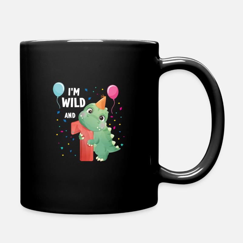 Geburtstag 1 Jahr Dinosaurier Dino 1. Geburtstag - Tasse einfarbig - Schwarz