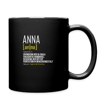 Anna Damen Vorname Outfit | Lustiger Definition - Tasse einfarbig - Schwarz - Rechts