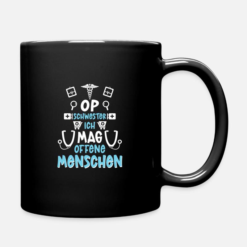 OP Schwester Ich Mag Offene Menschen - Tasse einfarbig - Schwarz