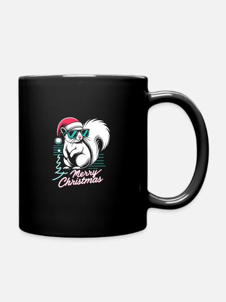 Neon Weihnachts Eichhörnchen: 90er-Jahre-Stil - Tasse einfarbig - Schwarz