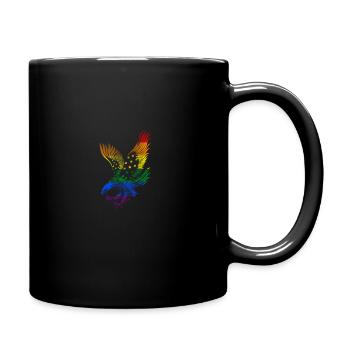 Gay Pride Rainbow Flag Flying Eagle Artistic - Full Colour Mug - black - Right