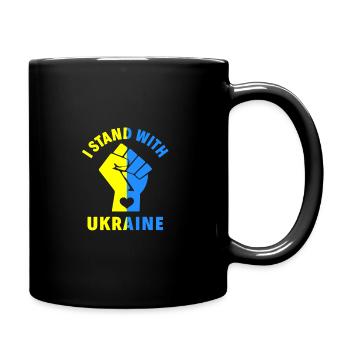 I Stand With Ukraine Pride Ukrainian Flag - Full Colour Mug - black - Right