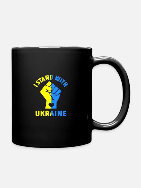 Ich stehe mit Ukraine Pride ukrainische Flagge - Tasse einfarbig - Schwarz