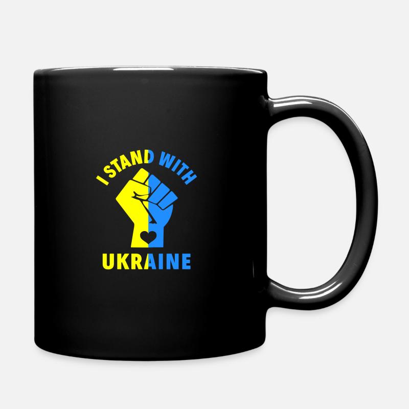 Ich stehe mit Ukraine Pride ukrainische Flagge - Tasse einfarbig - Schwarz