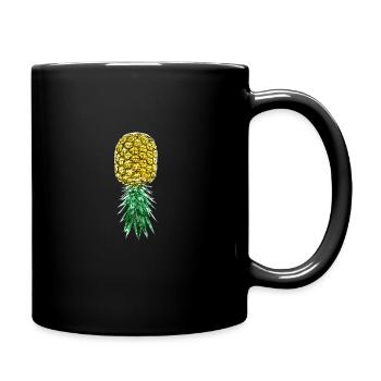 Lustiges Upside Down Ananas-Swinger-Merchandise - Tasse einfarbig - Schwarz - Rechts