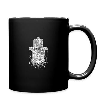 hamsa hindu shiva buddha om goa psychedelic - Full Colour Mug - black - Right