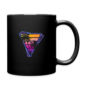 Retro Wave Palmen Vaporwave Synthwave Logo - Tasse einfarbig - Schwarz - Rechts