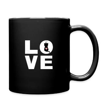 Amour - chat noir avec un coeur - Mug uni - noir - Droite