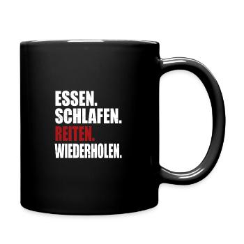 Reiten - Pferd - Tasse einfarbig - Schwarz - Rechts