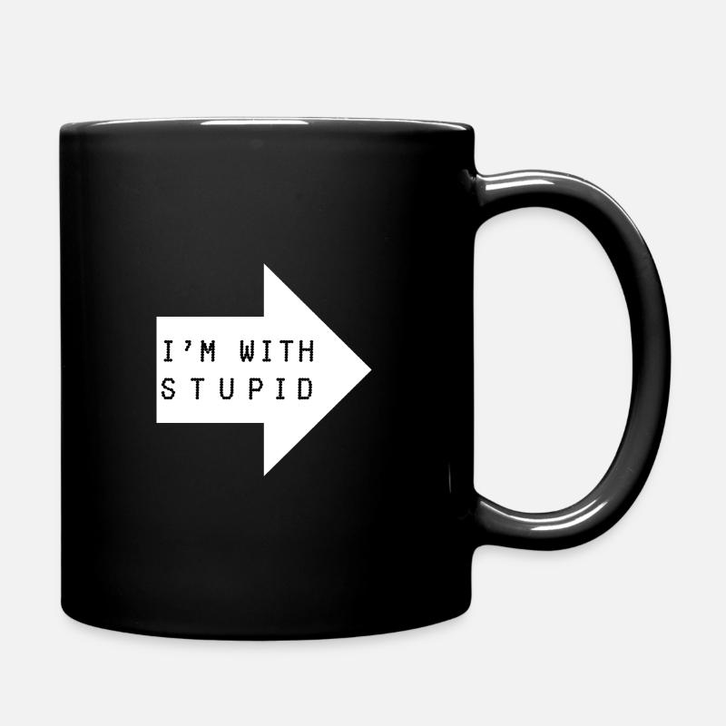 I'm with stupid - Full Colour Mug - black