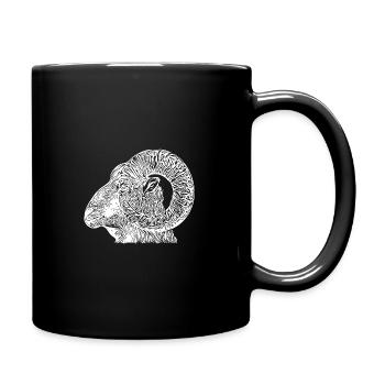 Aries head with horns - Full Colour Mug - black - Right
