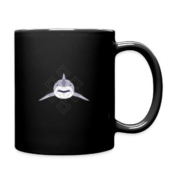 Abstract Polygonal White Shark Teeths Retro Shark - Tasse einfarbig - Schwarz - Rechts