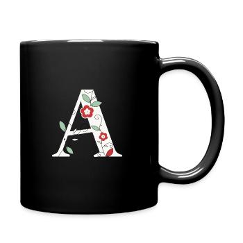 Buchstabe A Monogramm Retro - Tasse einfarbig - Schwarz - Rechts
