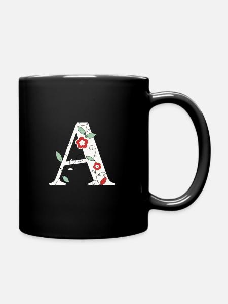 Buchstabe A Monogramm Retro - Tasse einfarbig - Schwarz