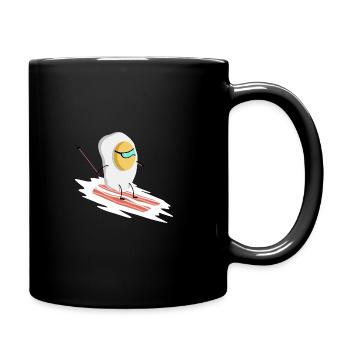Egg on skis Funny ski holiday T-shirt gift - Full Colour Mug - black - Right