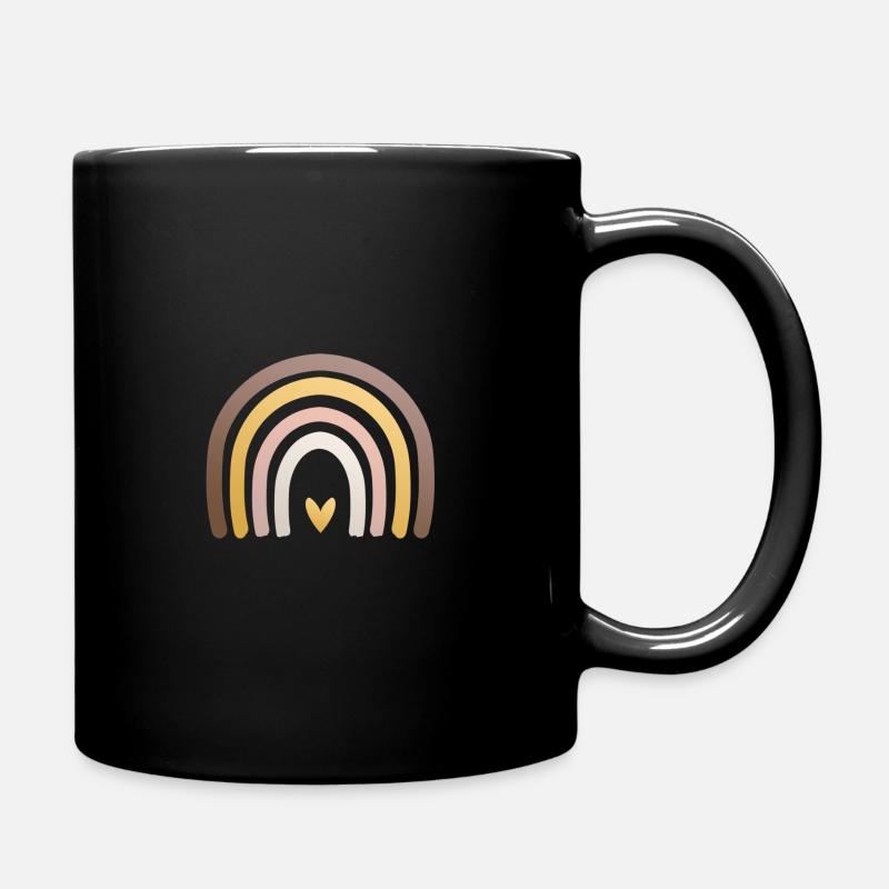 Regenbogen mit Herz - Tasse einfarbig - Schwarz