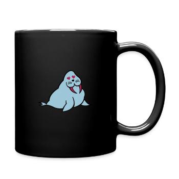 seehund verliebt - Tasse einfarbig - Schwarz - Rechts