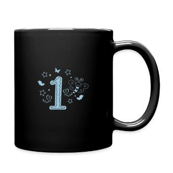 1 Geburtstag - Tasse einfarbig - Schwarz - Rechts
