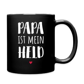 Papa ist mein Held / Papa ist der Beste! - Tasse einfarbig - Schwarz - Rechts