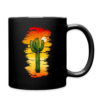 Cactus coucher de soleil désert retro nature succulente - Mug uni - noir - Droite