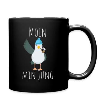 Moin min Jung - Tasse einfarbig - Schwarz - Rechts